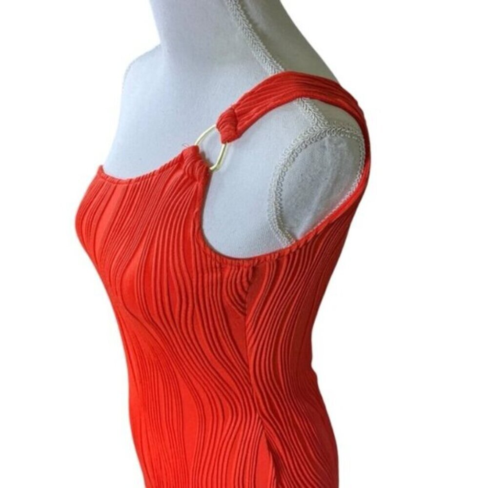 Derek Heart Gown One Shoulder Sleek Bodycon Maxi Dress Wavy Geometric Medium - Picture 9 of 16